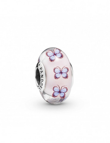 PANDORA Charm Verre de Murano Rose Papillon