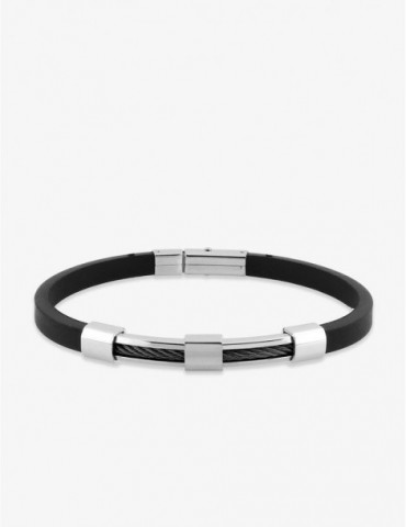 CARGO bracelet acier caoutchouc et câble noir