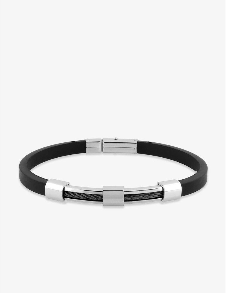 CARGO bracelet acier caoutchouc et câble noir