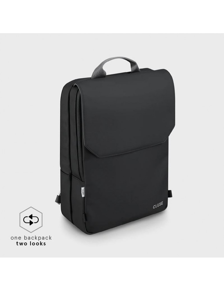 CLUSE Le Réversible Backpack, Black Grey, Silver Colour