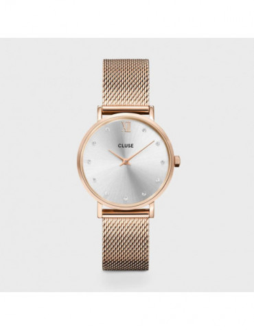 CLUSE Minuit Mesh Crystals Silver Rose Gold