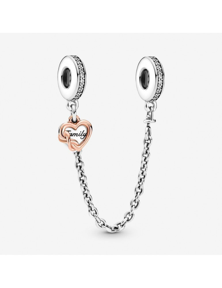 PANDORA Charm Chaîne de Sécurité Cœur Famille