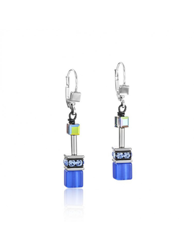 COEUR DE LION Boucles d'oreille GeoCUBE® bleu cobalt