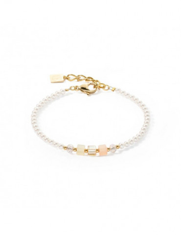 COEUR DE LION Bracelet Princess Pearls & Cubes or-beige