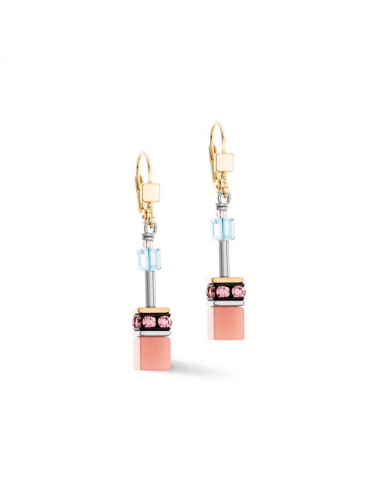 COEUR DE LION Boucles d’oreilles GeoCUBE® Iconic aqua-apricot COEUR DE LION Boucles d’oreilles GeoCUBE® Iconic aqua-apricot