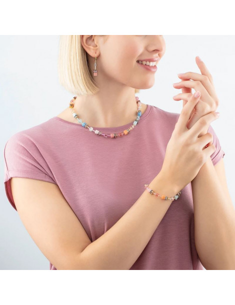 COEUR DE LION Boucles d’oreilles GeoCUBE® Iconic aqua-apricot