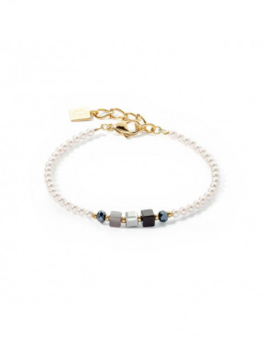 COEUR DE LION Bracelet Princess Pearls & Cubes or-noir