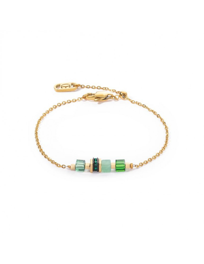 COEUR DE LION Bracelet Mini Cubes & Chain or-vert