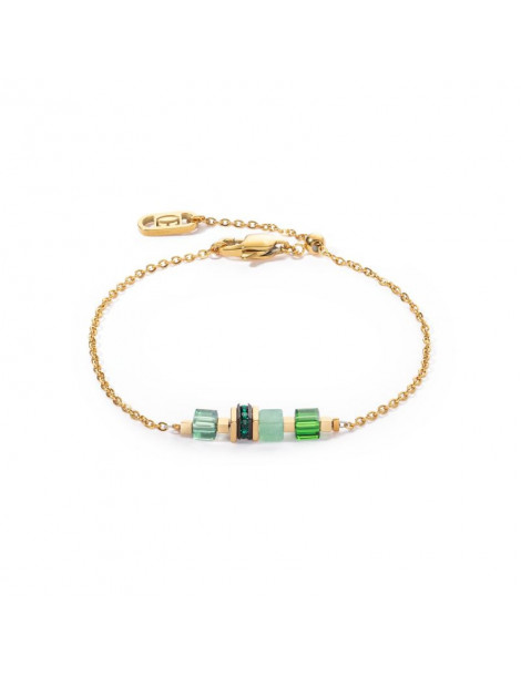 COEUR DE LION Bracelet Mini Cubes & Chain or-vert