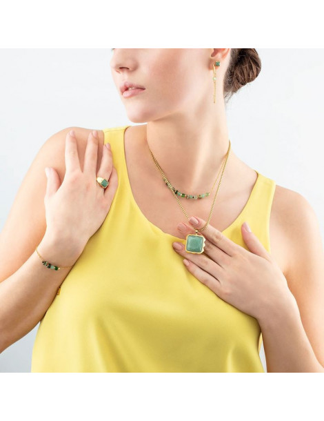 COEUR DE LION Bracelet Mini Cubes & Chain or-vert