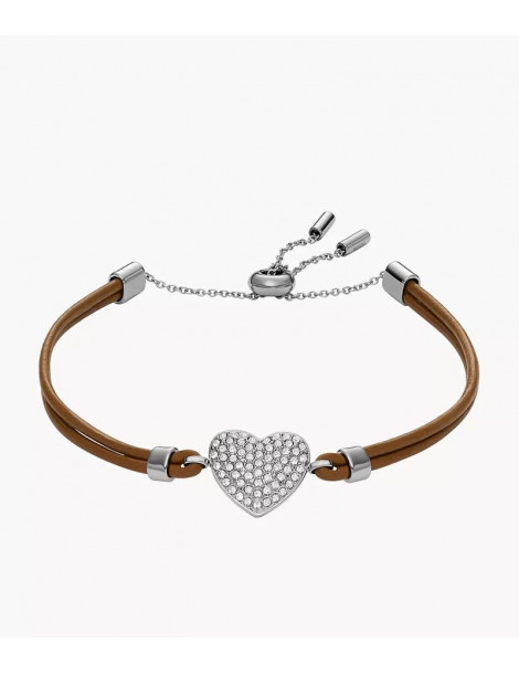 FOSSIL Bracelet Sadie Cœur Scintillant Cuir Marron