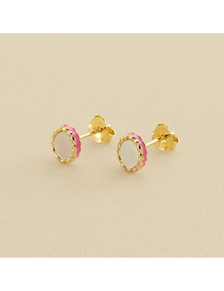 AGATHA Boucles D'oreilles Atma Nacre & Rose