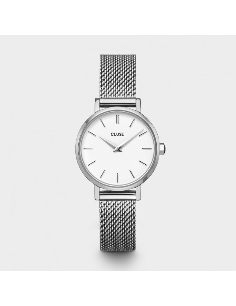 CLUSE Montre Boho Chic Petite Mesh Silver White