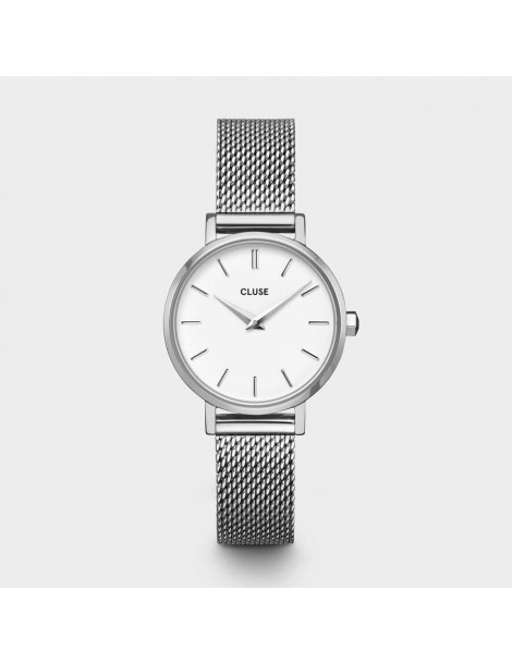 CLUSE Montre Boho Chic Petite Mesh Silver White