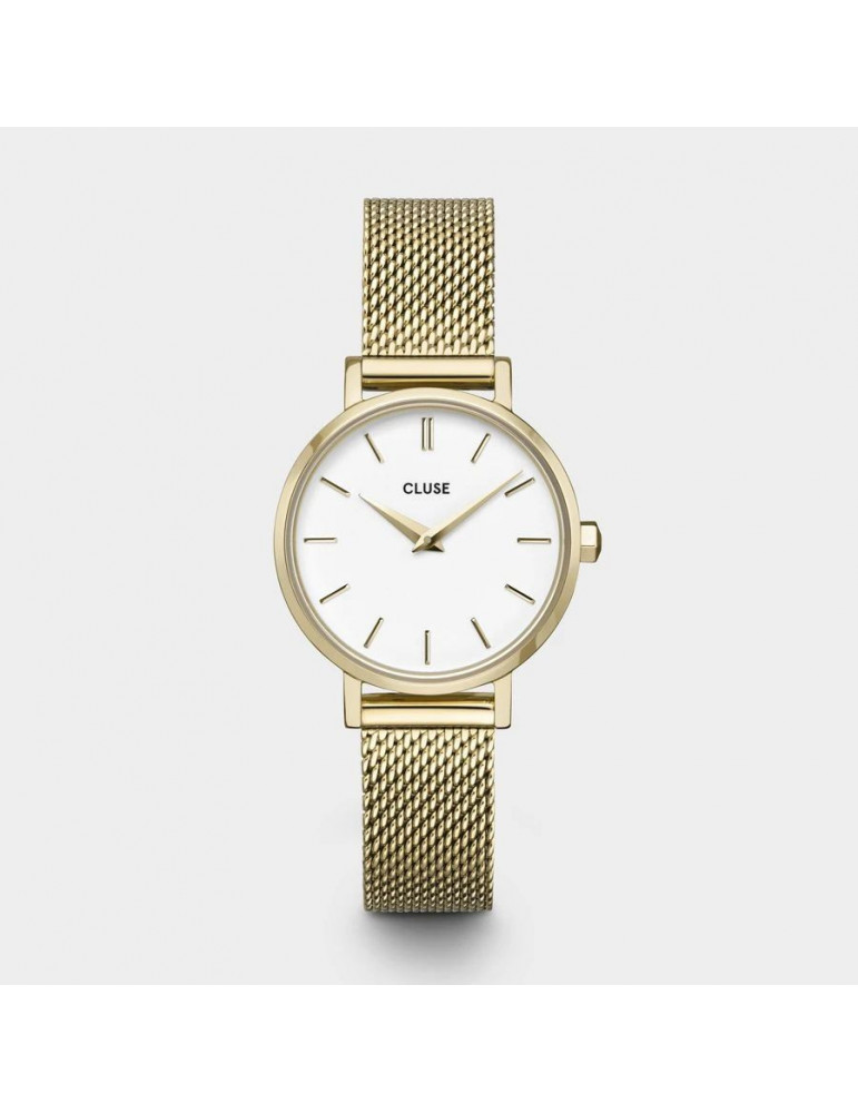 CLUSE Montre Boho Chic Petite Mesh Gold White