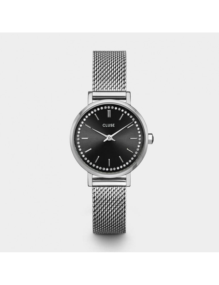 CLUSE Montre Boho Chic Petite Crystals Mesh Silver Black