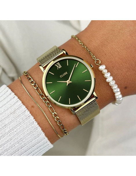 CLUSE Montre Minuit Mesh Gold Green