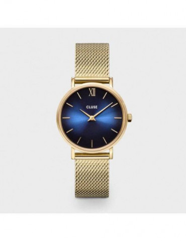 CLUSE Montre Minuit Mesh Gold Deep Blue