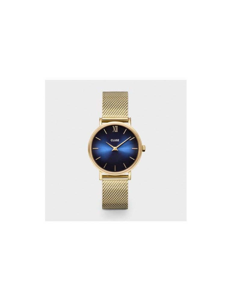 CLUSE Montre Minuit Mesh Gold Deep Blue