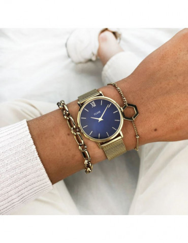 CLUSE Montre Minuit Mesh Gold Deep Blue