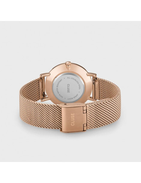 CLUSE Montre Minuit Mesh Rose Gold Crystals Silver