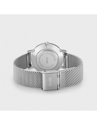 CLUSE Montre Minuit Mesh Silver Crystals Grey