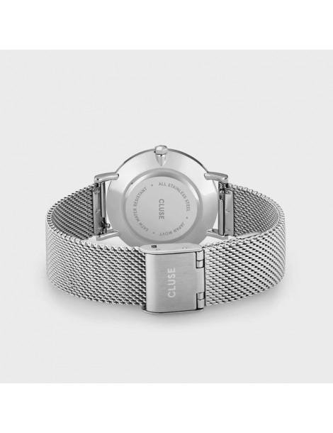 CLUSE Montre Minuit Mesh Silver Crystals Grey