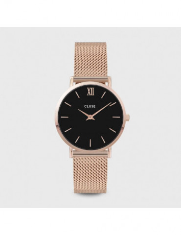 CLUSE Montre Minuit Mesh Rose Gold Black