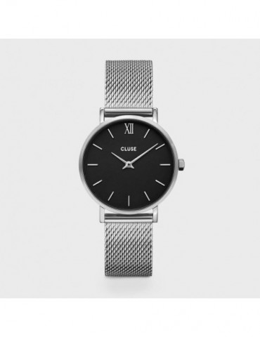 CLUSE Montre Minuit Mesh Silver Black