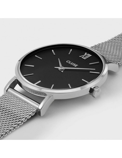 CLUSE Montre Minuit Mesh Silver Black