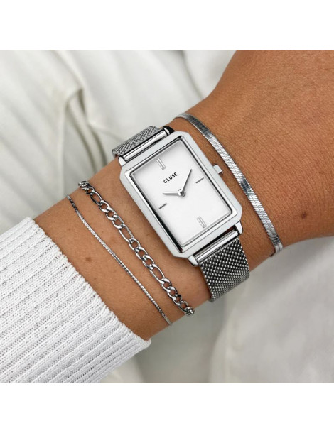 CLUSE Montre Fluette Mesh Silver White