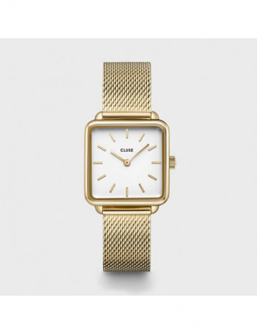 CLUSE Montre Tétragone Mesh Gold White