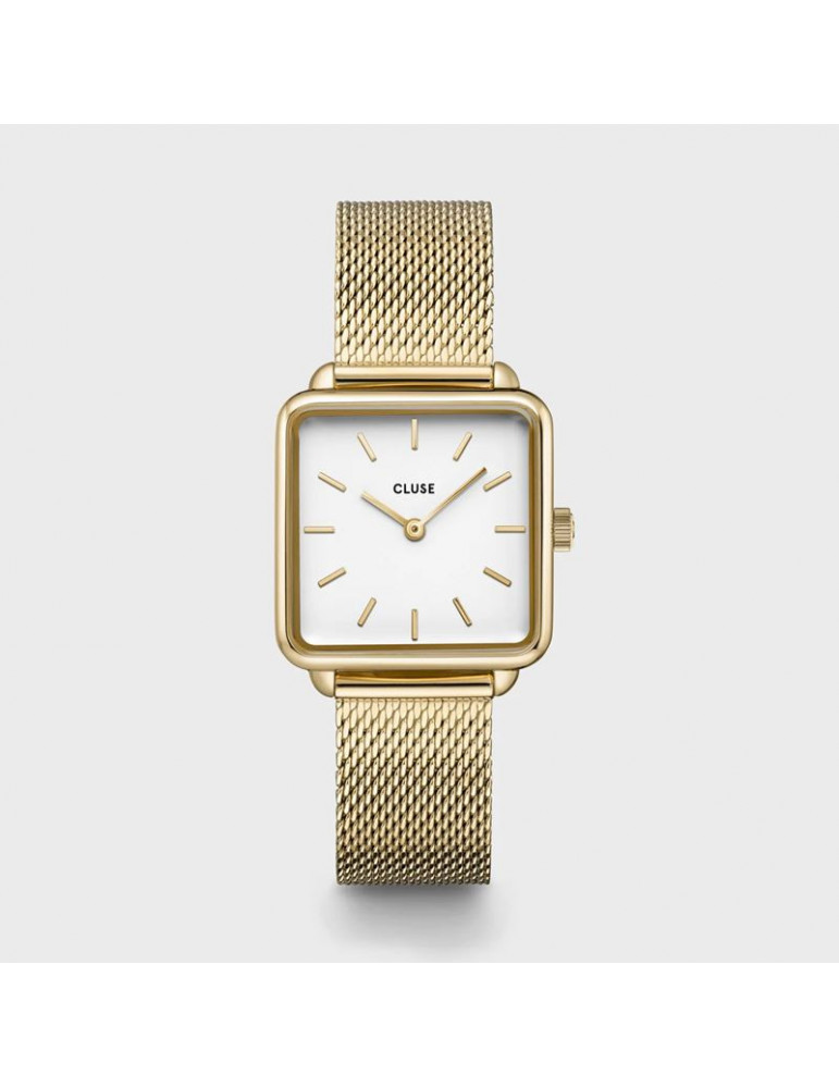 CLUSE Montre Tétragone Mesh Gold White