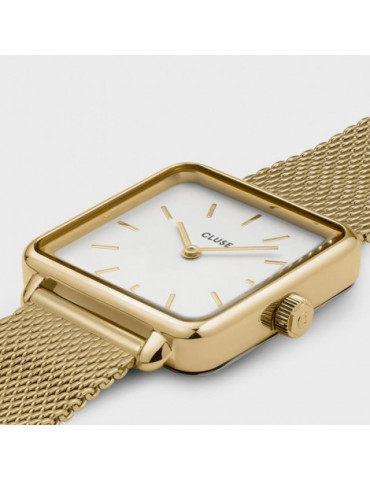 CLUSE Montre Tétragone Mesh Gold White