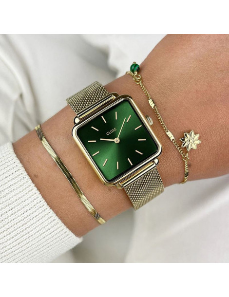 CLUSE Montre Tétragone Mesh Gold Green