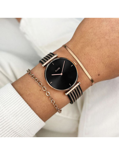 CLUSE Montre Triomphe Mesh Bicolour Rose Gold Black