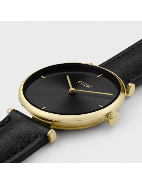 CLUSE Montre Triomphe Leather Black Gold