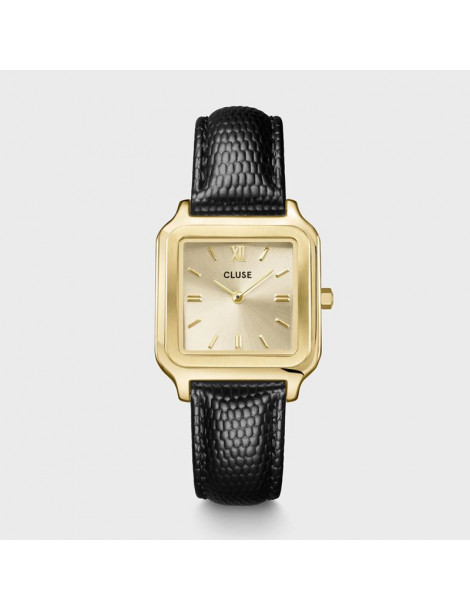 CLUSE Montre Gracieuse Leather Black Lizard Gold