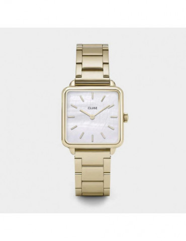 CLUSE Montre Tétragone Steel Gold White Pearl