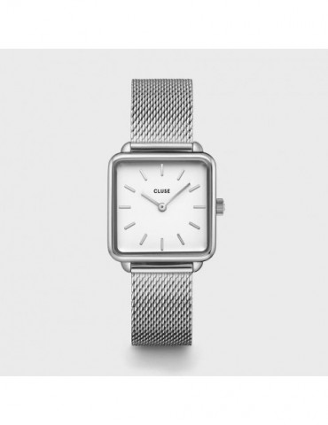 CLUSE Montre Tétragone Mesh Silver White