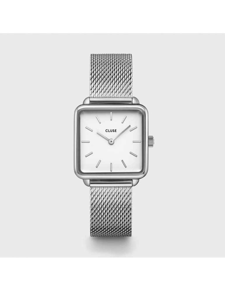 CLUSE Montre Tétragone Mesh Silver White