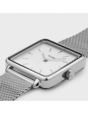 CLUSE Montre Tétragone Mesh Silver White