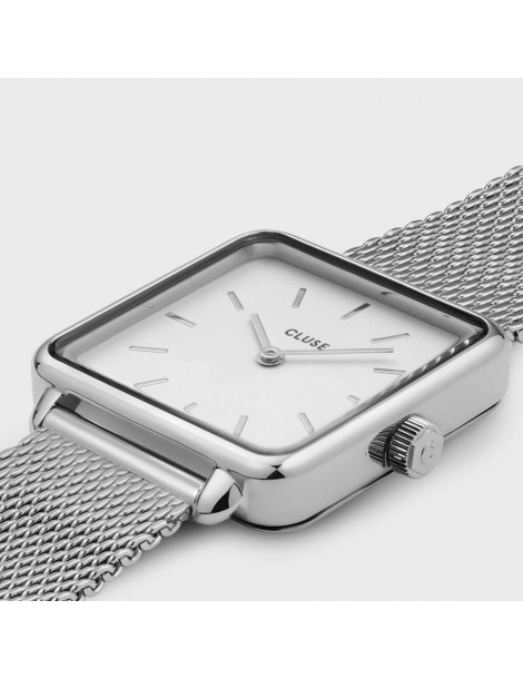 CLUSE Montre Tétragone Mesh Silver White