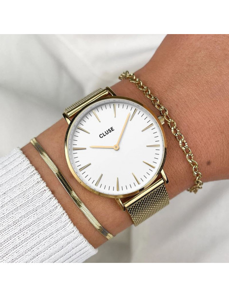 CLUSE Montre Boho Chic Mesh Gold White