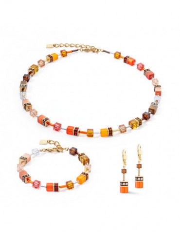 COEUR DE LION Boucles d'oreilles GeoCUBE® Iconic Sunset Or