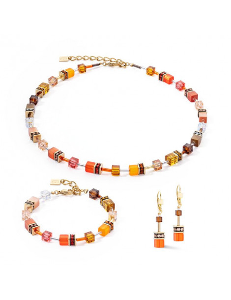 COEUR DE LION Boucles d'oreilles GeoCUBE® Iconic Sunset Or