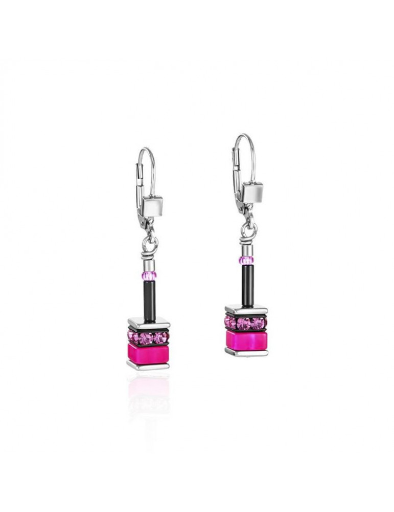 COEUR DE LION Boucles D'oreilles GeoCUBE® Polaris & Strass Multicolore