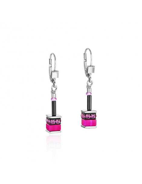 COEUR DE LION Boucles D'oreilles GeoCUBE® Polaris & Strass Multicolore