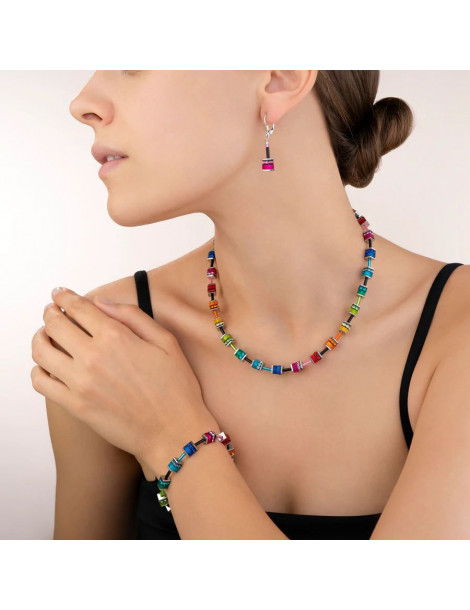 COEUR DE LION Boucles D'oreilles GeoCUBE® Polaris & Strass Multicolore