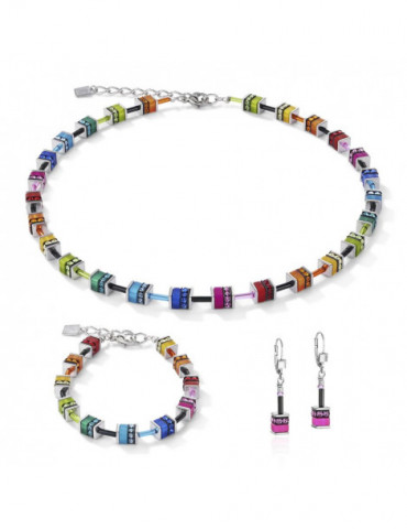 COEUR DE LION Boucles D'oreilles GeoCUBE® Polaris & Strass Multicolore